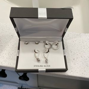 Sterling silver and cubic zirconia earring set